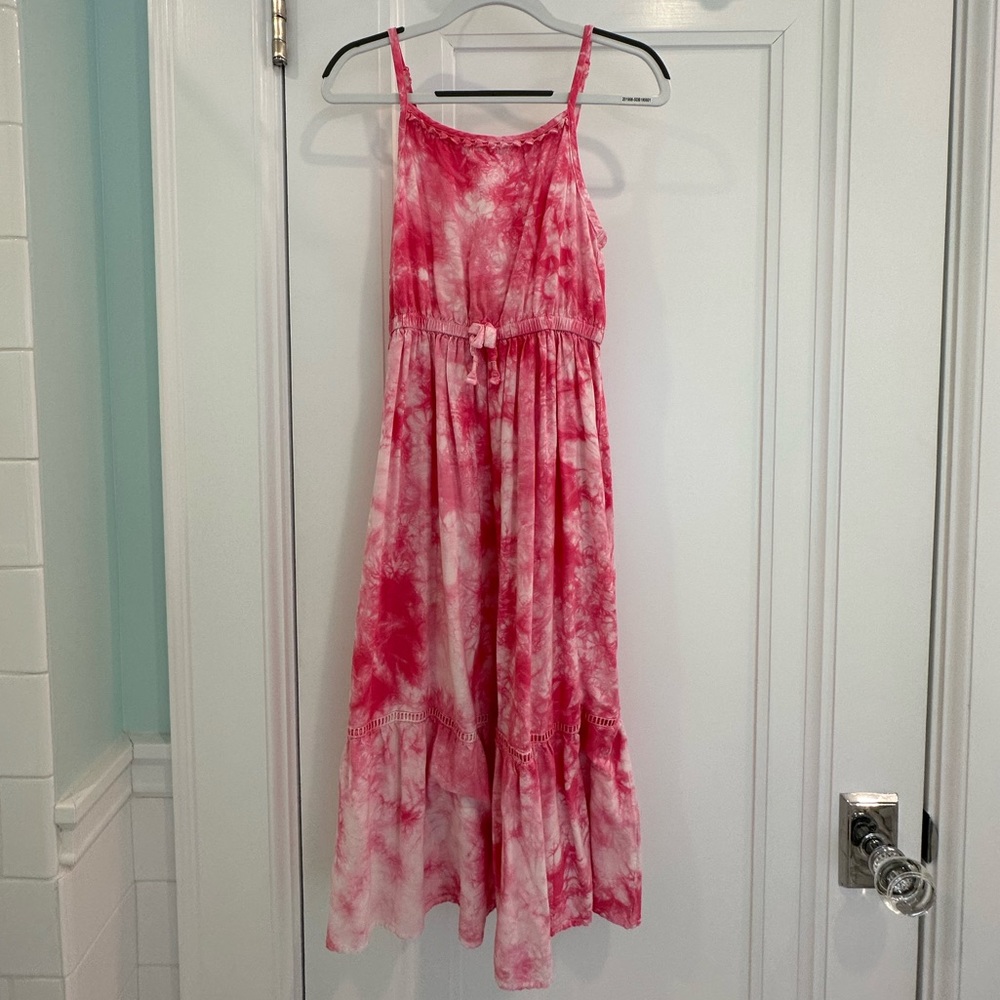 Cat & Jack Pink & White Tie Dye Maxi Dress, Size S (6/6x)